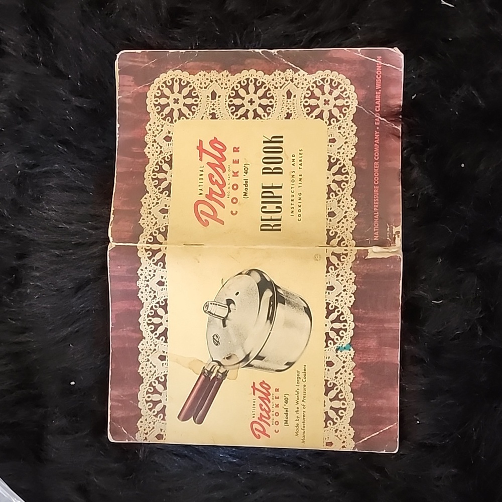 Presto National Cooker Recipe Book.